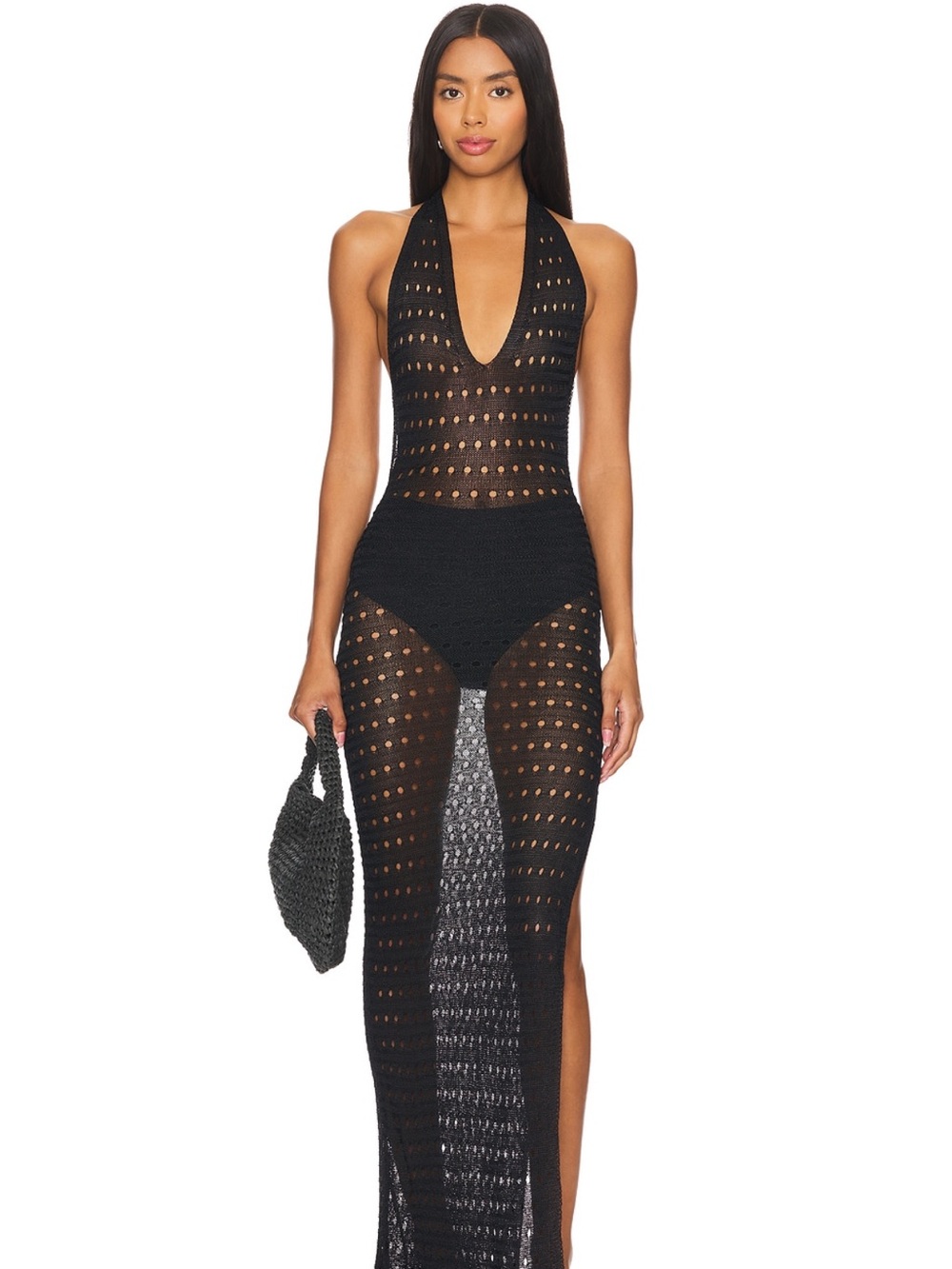 Revolve Superdown Black Halter Maxi Crochet Dress -currently full price revolve